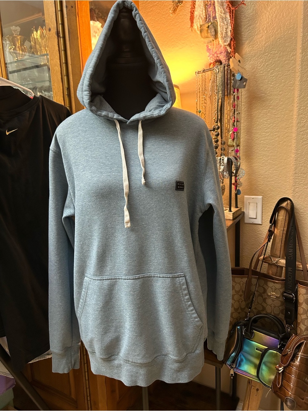 Billabong Men's Heather Light Blue Pullover Hoodie